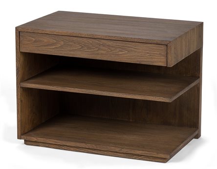 Brownstone Laguna 1-Drawer Brown Teak Wood RAF Nightstand