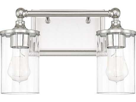 Capital Lighting Camden 2-Light Polished Nickel Glass Vanity Light
