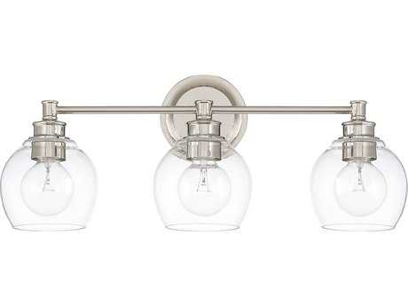 Capital Lighting Mid Century 3-Light Polished Nickel Glass Vanity Light