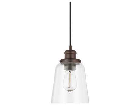 Capital Lighting 1-Light Burnished Bronze Glass Bell Mini Pendant