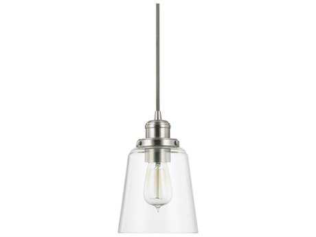 Capital Lighting 1-Light Brushed Nickel Glass Bell Mini Pendant