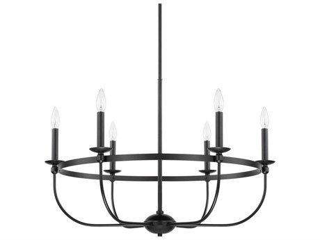 Capital Lighting Rylann 6-Light Matte Black Candelabra Round Chandelier