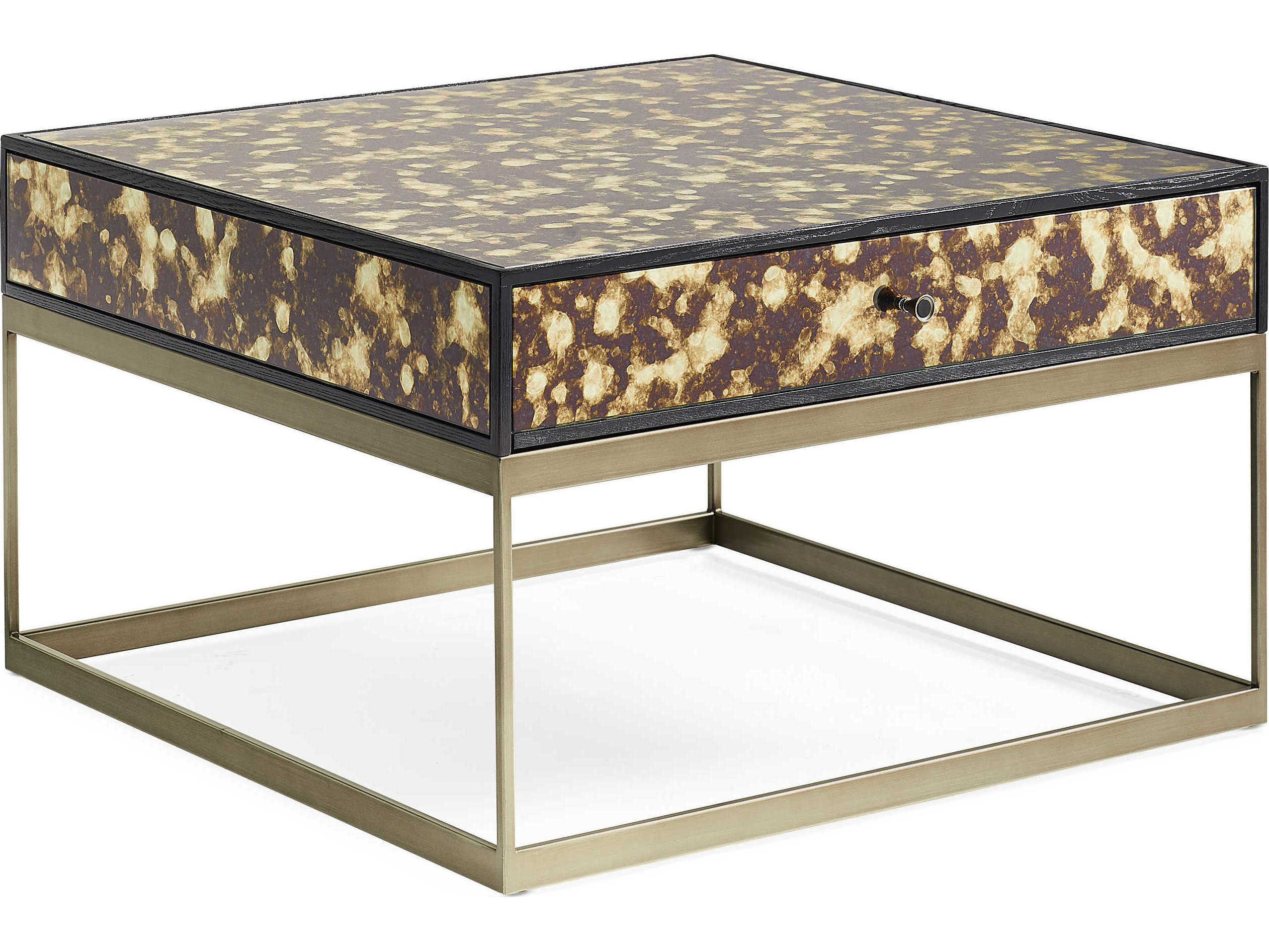 Caracole Modern Artisan Remix Antique Mirror Bronze Gold 30 Wide Square Coffee Table Cacm111019403