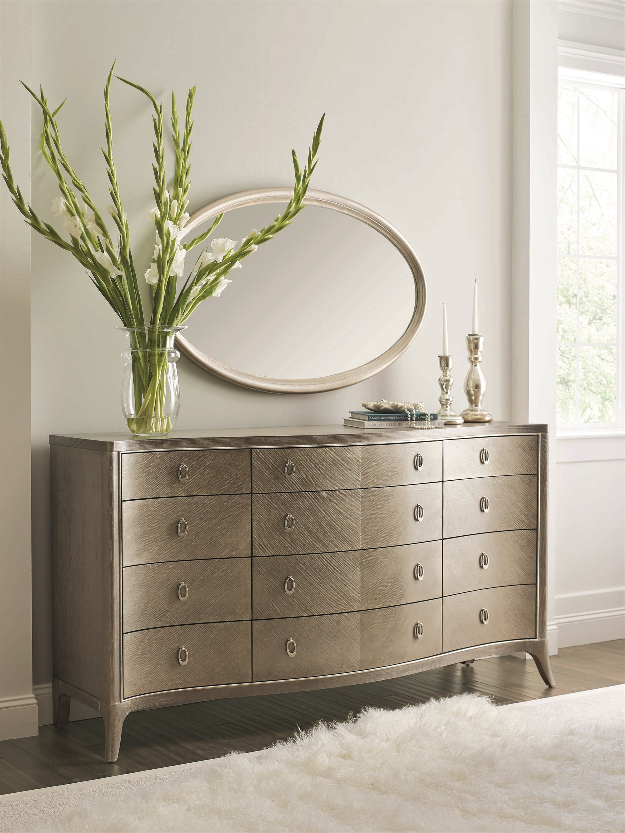 Caracole Compositions Avondale Triple Dresser With Wall Mirror