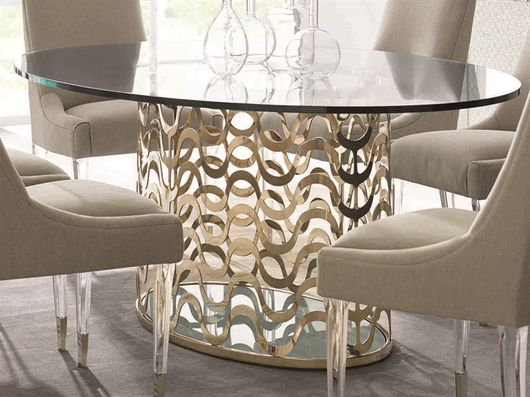 Caracole Classic Whisper Of Gold 76 W X 48 D Oval Dining Table Caccla416203