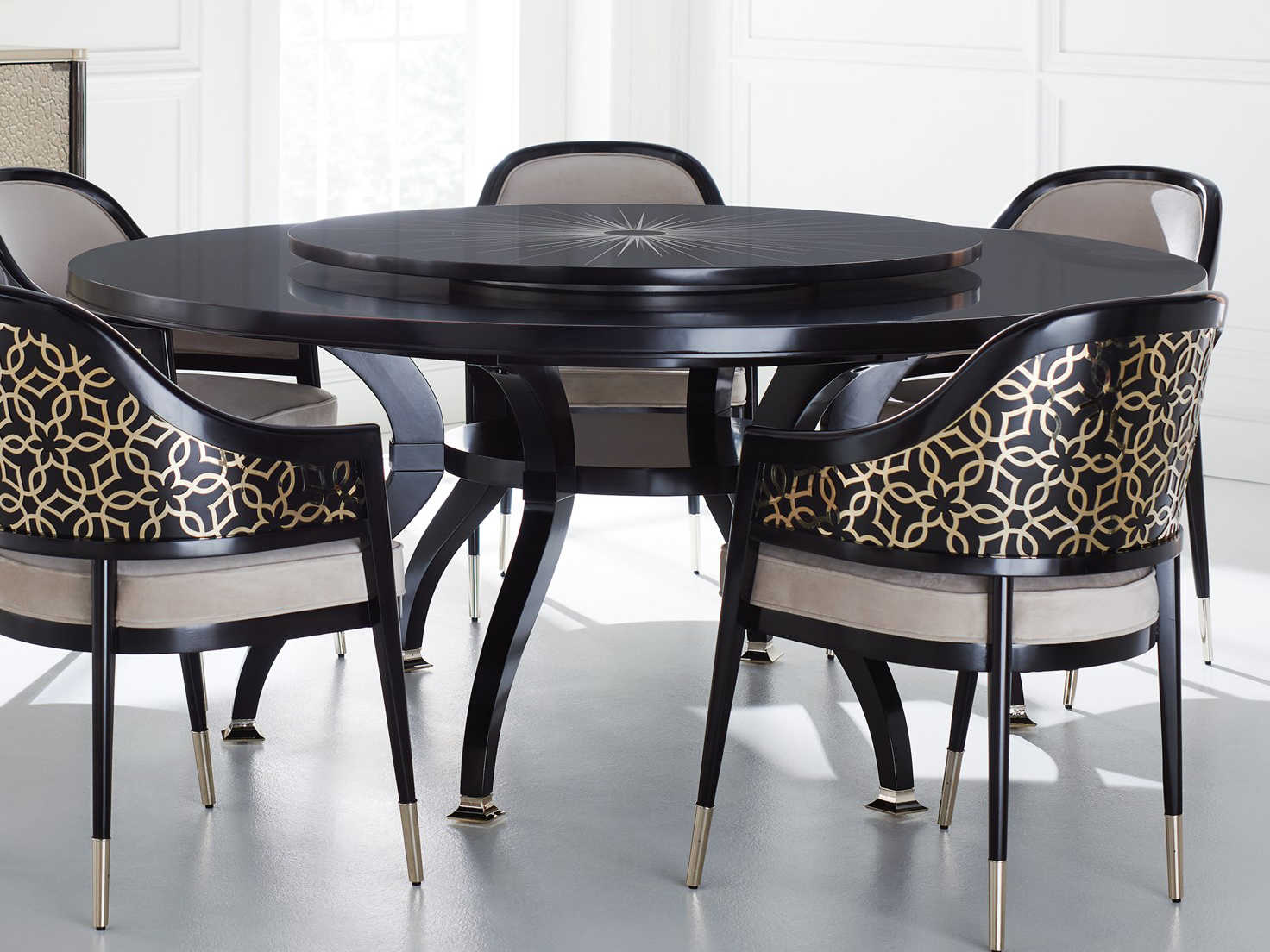 Caracole Classic Satin Ebony 60'' Wide Round Dining Table CACCLA4192011