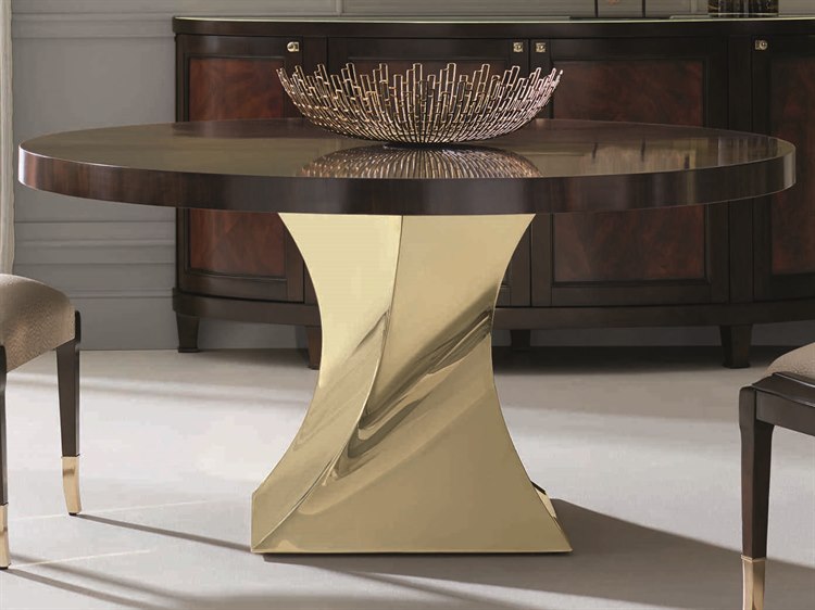 Caracole Clic French Roast Gold Bullion 60 Wide Round Dining Table Caracole Clic French Roast Gold Bullion 60 Wide Round Dining Table