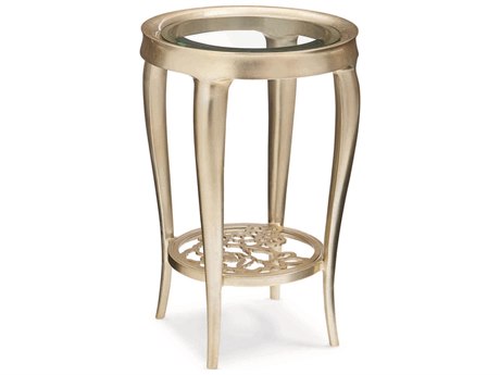 Caracole Classic Just for You Round Glass Oracle End Table with Floral Motif