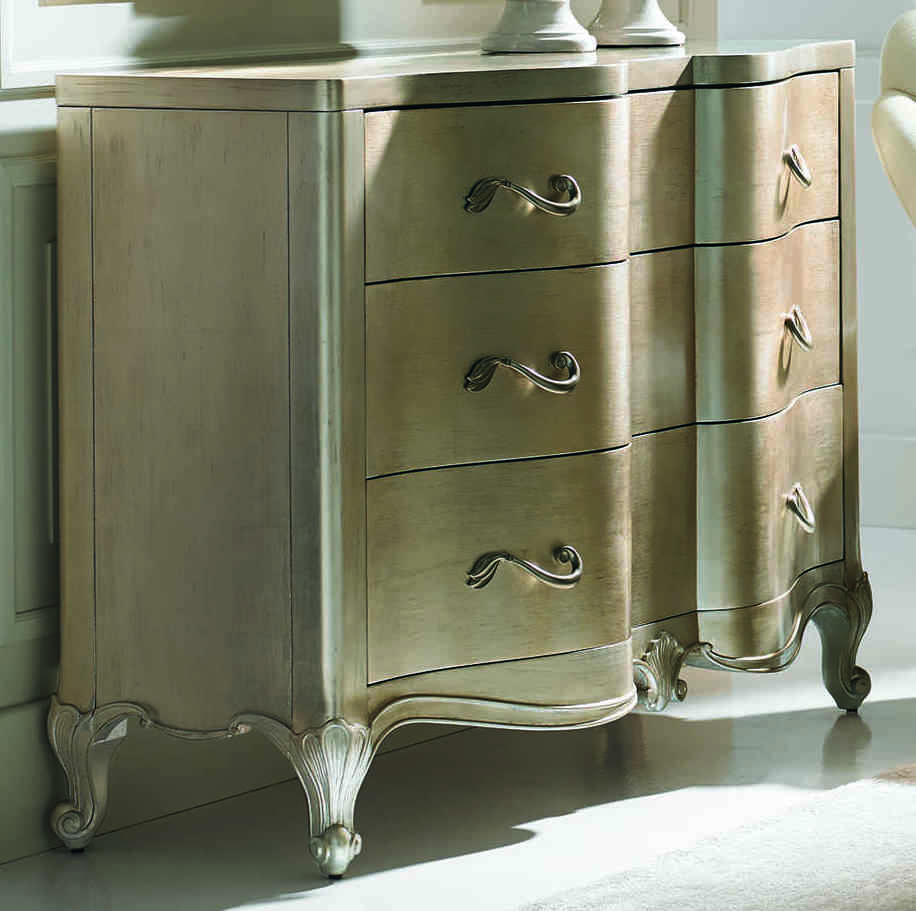 Caracole Classic French Inspired Auric Silver Leaf Three Drawer