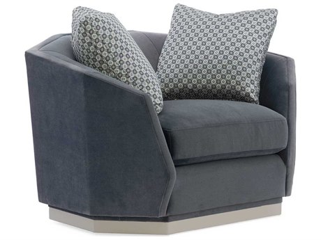Caracole Modern Expressions Swivel Blue Fabric Chair and a Half