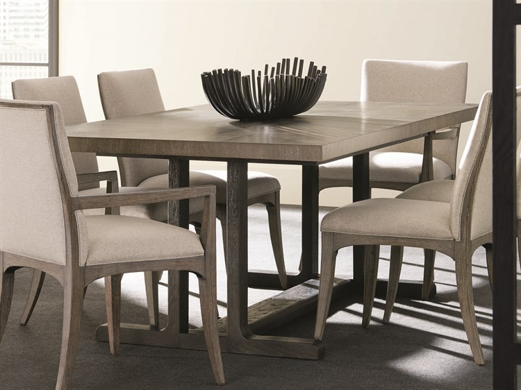 Caracole Modern Fusion Ashen With Charred Oak 84 106 W X 45 D Rectangular Trestle Dining Table Extension
