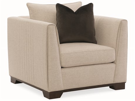 Caracole Streamline Moderne Plinthe Base Beige Fabric Club Chair
