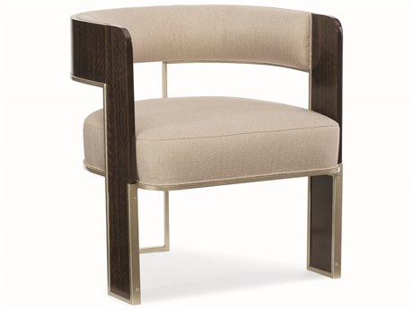 Caracole Streamline Streamliner Open Back Barrel Beige Fabric Accent Chair