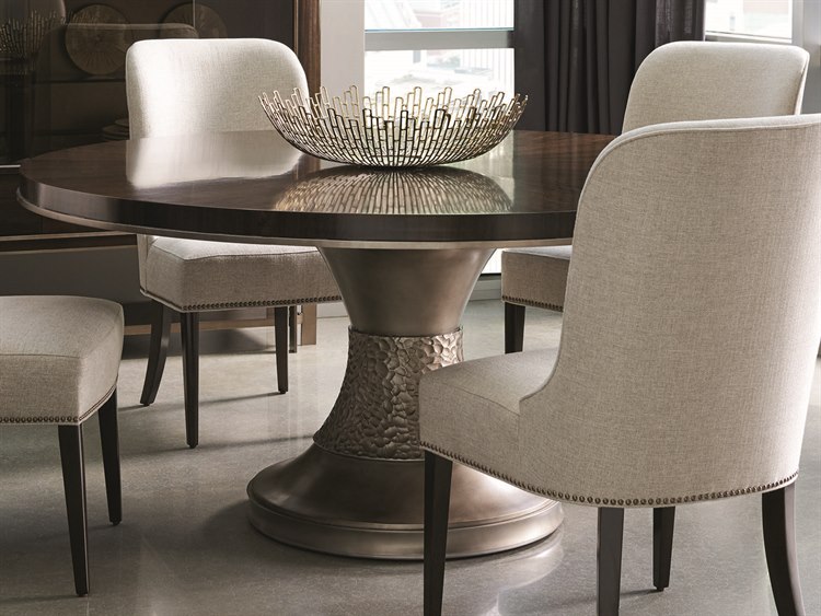 Caracole Modern Streamline Aged Bourbon With Smoked Brass 64 Wide Round Dining Table