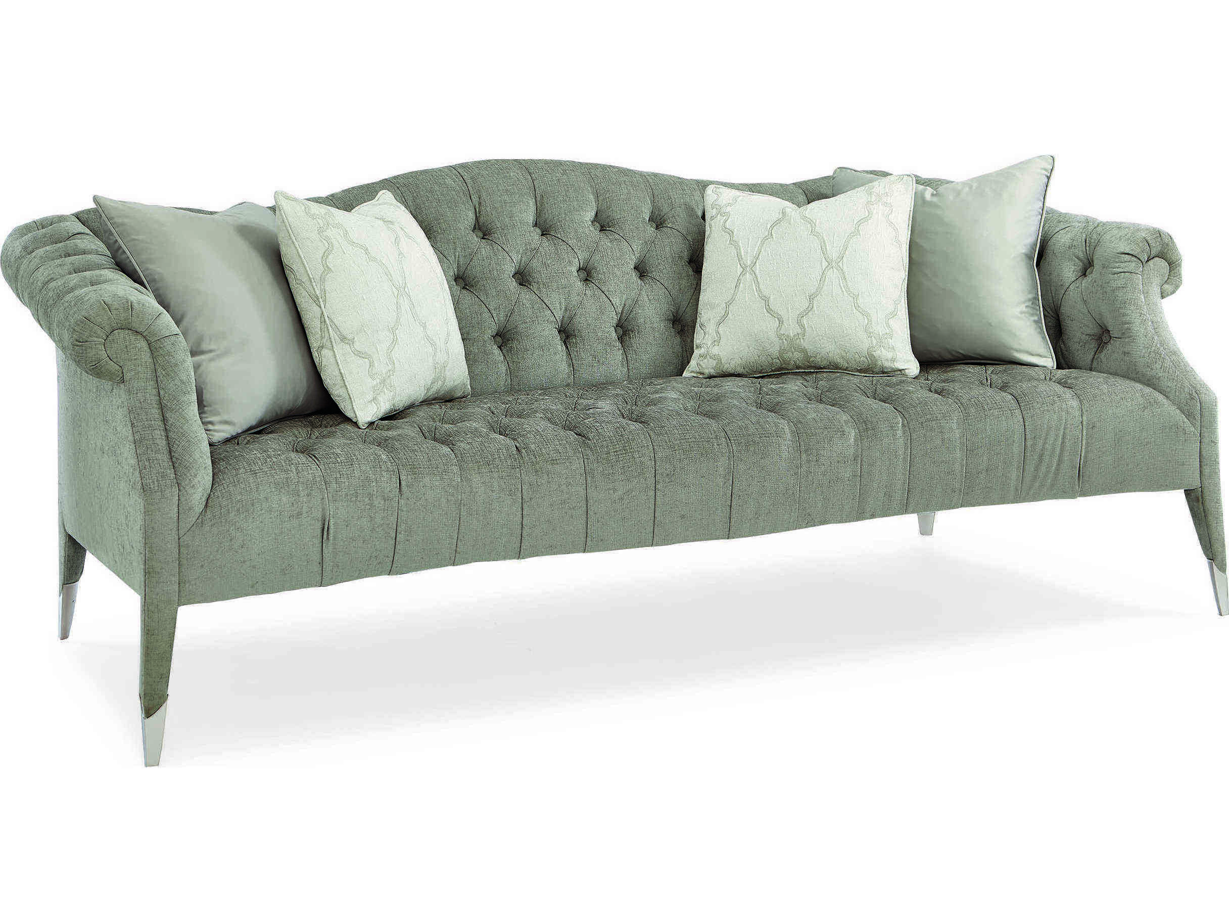 Caracole Clic Soft Brushed Grey Tufted Sofa