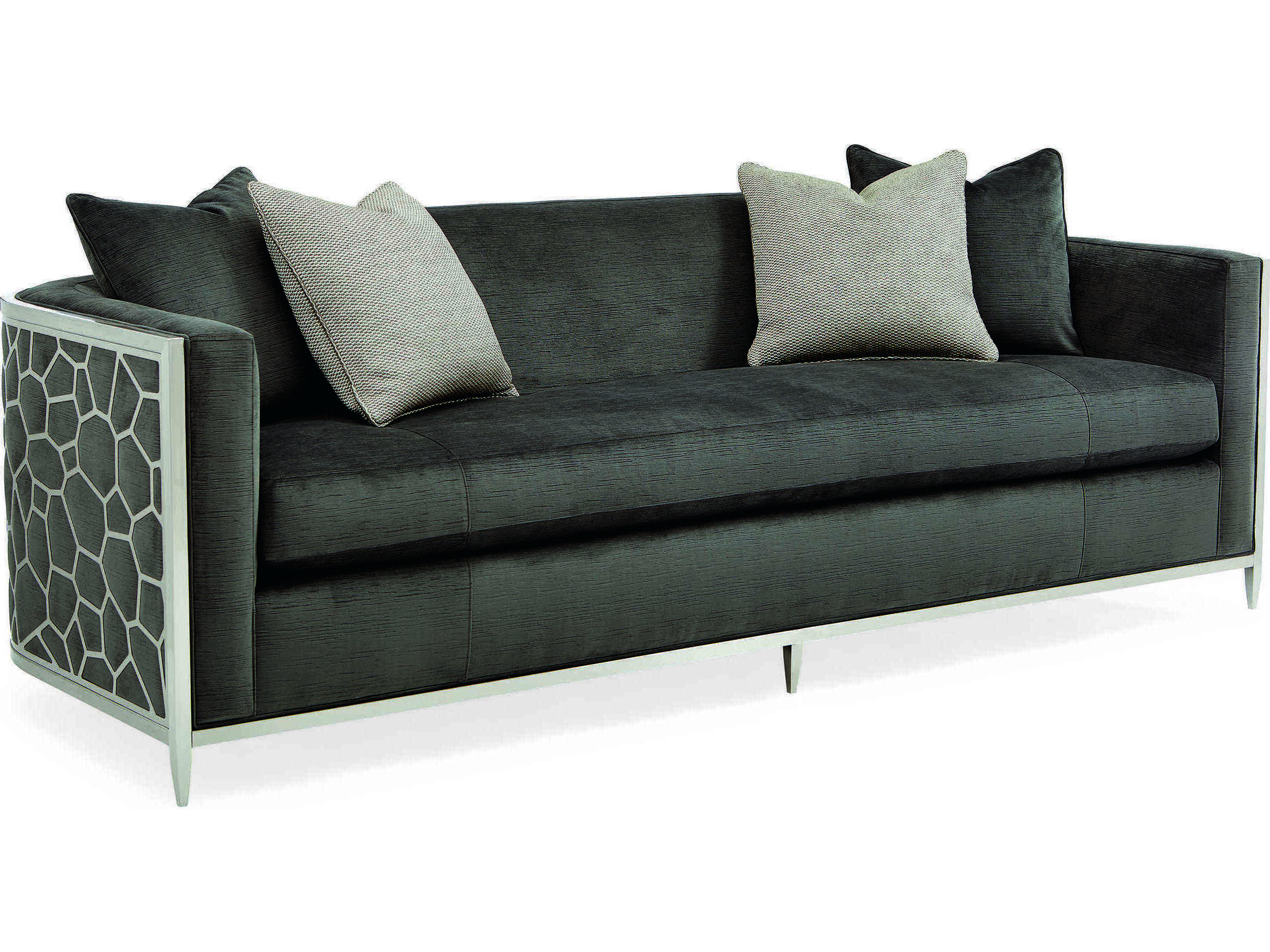 Caracole Classic Charcoal / Lightly Brushed Chrome Bench Sofa ...