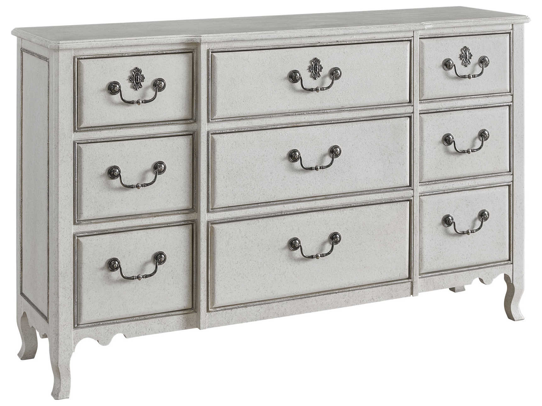 Carson Sonata Antique White Nine Drawer Triple Dresser