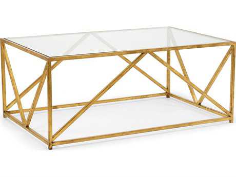 Chelsea House Accent Rectangular Glass Antique Gold Leaf Coffee Table