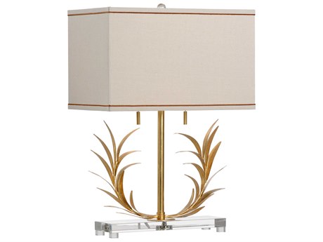 Chelsea House Crystal Antique Gold Leaf Clear Buffet Lamp