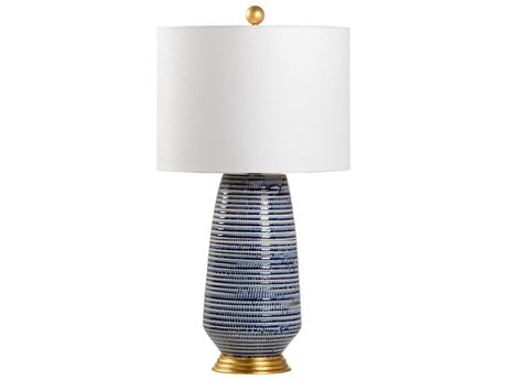 Chelsea House Blue White Glaze Antique Gold Leaf Buffet Lamp