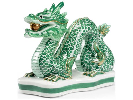 Chelsea House Green / Metallic Gold White Glaze Sculpture