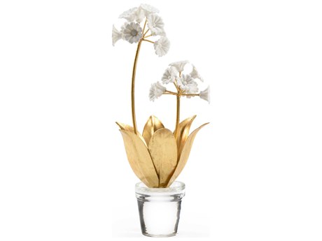 Chelsea House Clear / Antique Gold Leaf Matte White Sculpture
