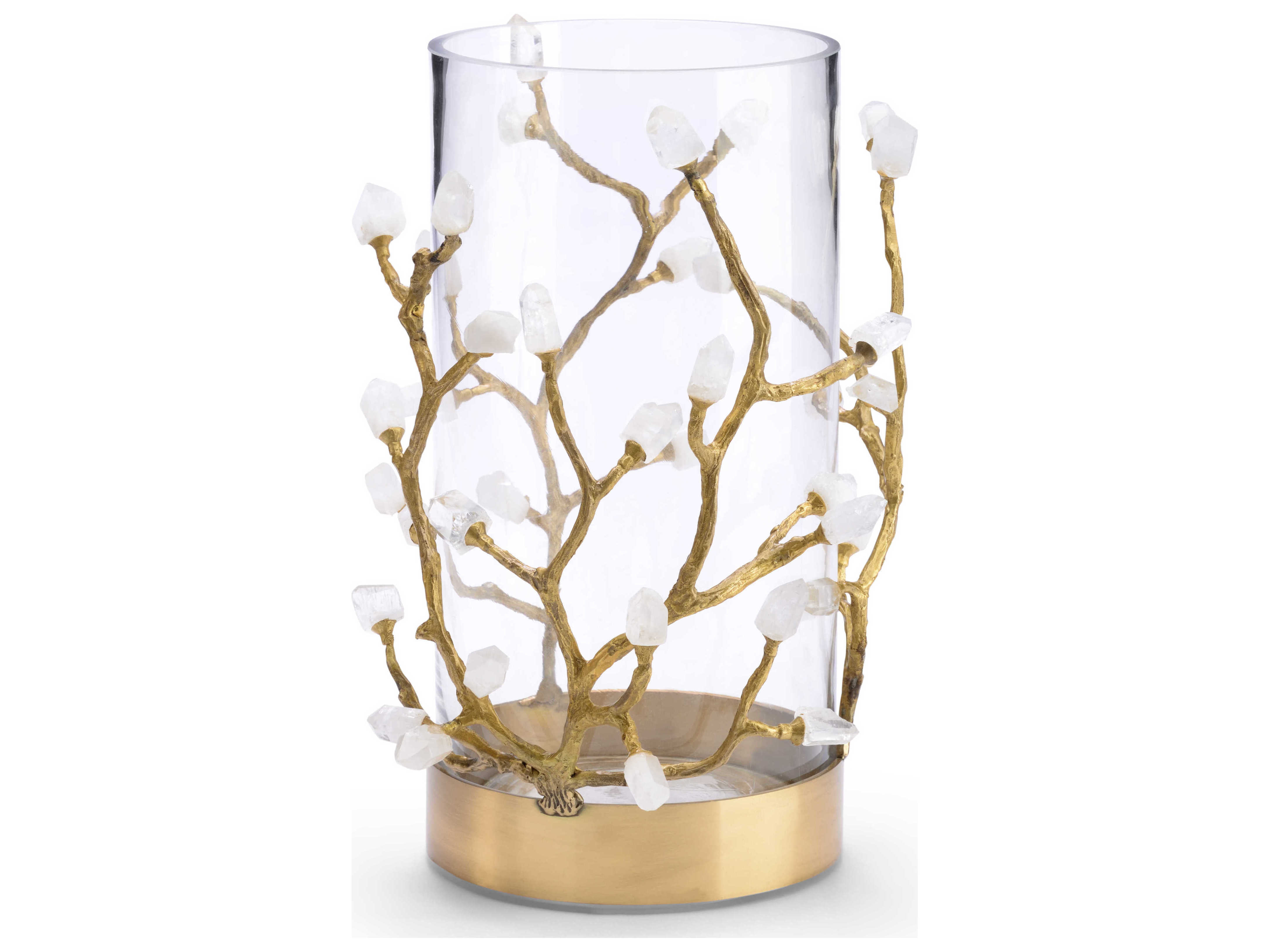 Chelsea House Clear Natural White Rock Crystal Antique Brass