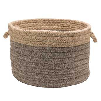 Colonial Mills Chunky Natural Wool Dipped Dark Gray & Beige Round Basket