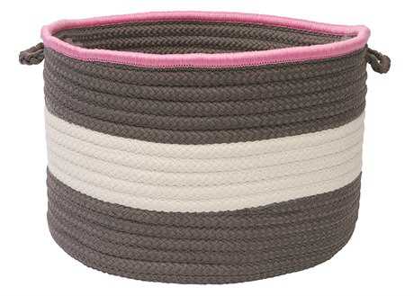Colonial Mills Color Block Round Pink & Gray Round Basket