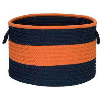Colonial Mills Color Block Round Navy & Orange Round Basket