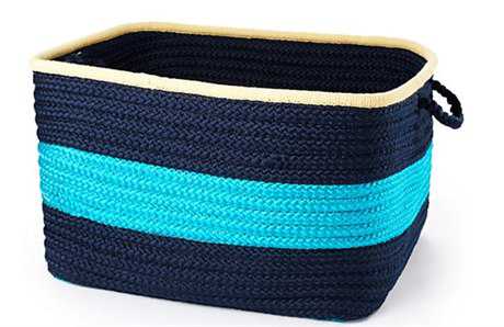 Colonial Mills Color Block Square Turquoise & Navy Square Basket
