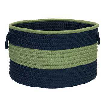 Colonial Mills Color Block Round Navy & Green Round Basket