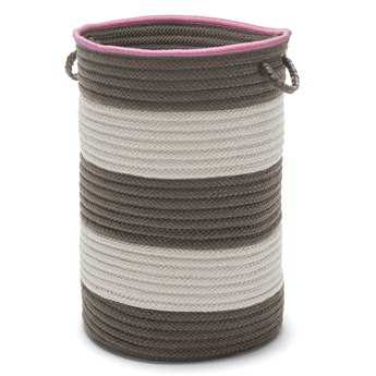 Colonial Mills Color Block Gray & Pink 16"x16"x24" Round Hamper