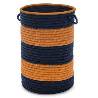 Colonial Mills Color Block Navy & Orange 16"x16"x24" Round Hamper