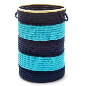 Colonial Mills Color Block Turquoise & Navy 16"x16"x24" Round Hamper