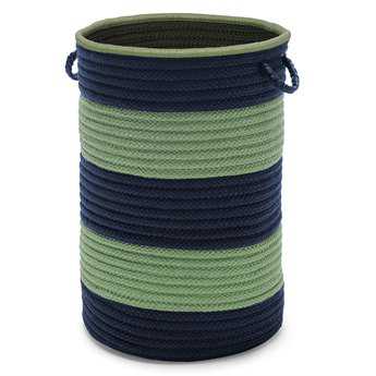 Colonial Mills Color Block Navy & Green 16"x16"x24" Round Hamper