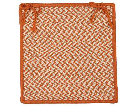 Colonial Mills Outdoor Houndstooth Tweed Orange Chair Pad Set of 4