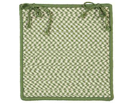 Colonial Mills Outdoor Houndstooth Tweed Leaf Green Chair Pad Set of 4