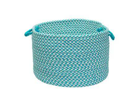 Colonial Mills Outdoor Houndstooth Tweed Turquoise Utility Basket