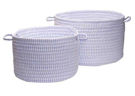 Colonial Mills Ticking Solids Blue 18"x18"x12" Round Basket