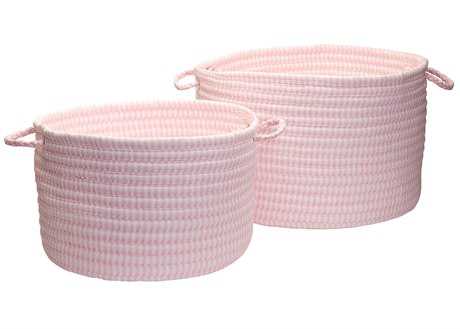 Colonial Mills Ticking Solids Pink 18"x18"x12" Round Basket