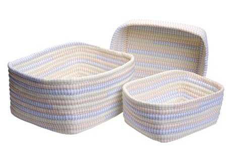 Colonial Mills Ticking Stripe Starlight Nesting Basket Set