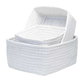 Colonial Mills Ticking Stripe Gray Nesting Basket Set