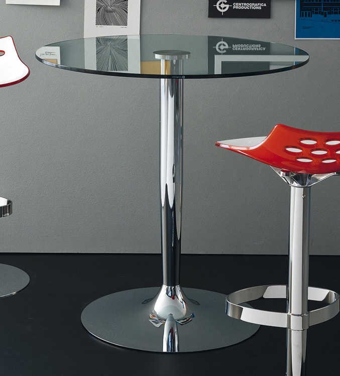 Connubia Planet Tempered Glass & Chrome 36'' Wide Round Bar Table ...