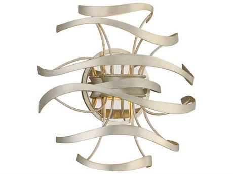 Corbett Lighting Calligraphy 2-Light Silver Leaf Polished Stainless Steel LED Wall Sconce