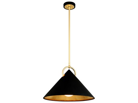 Corbett Lighting Charm 1-Light Black Gold Leaf Glass Pendant