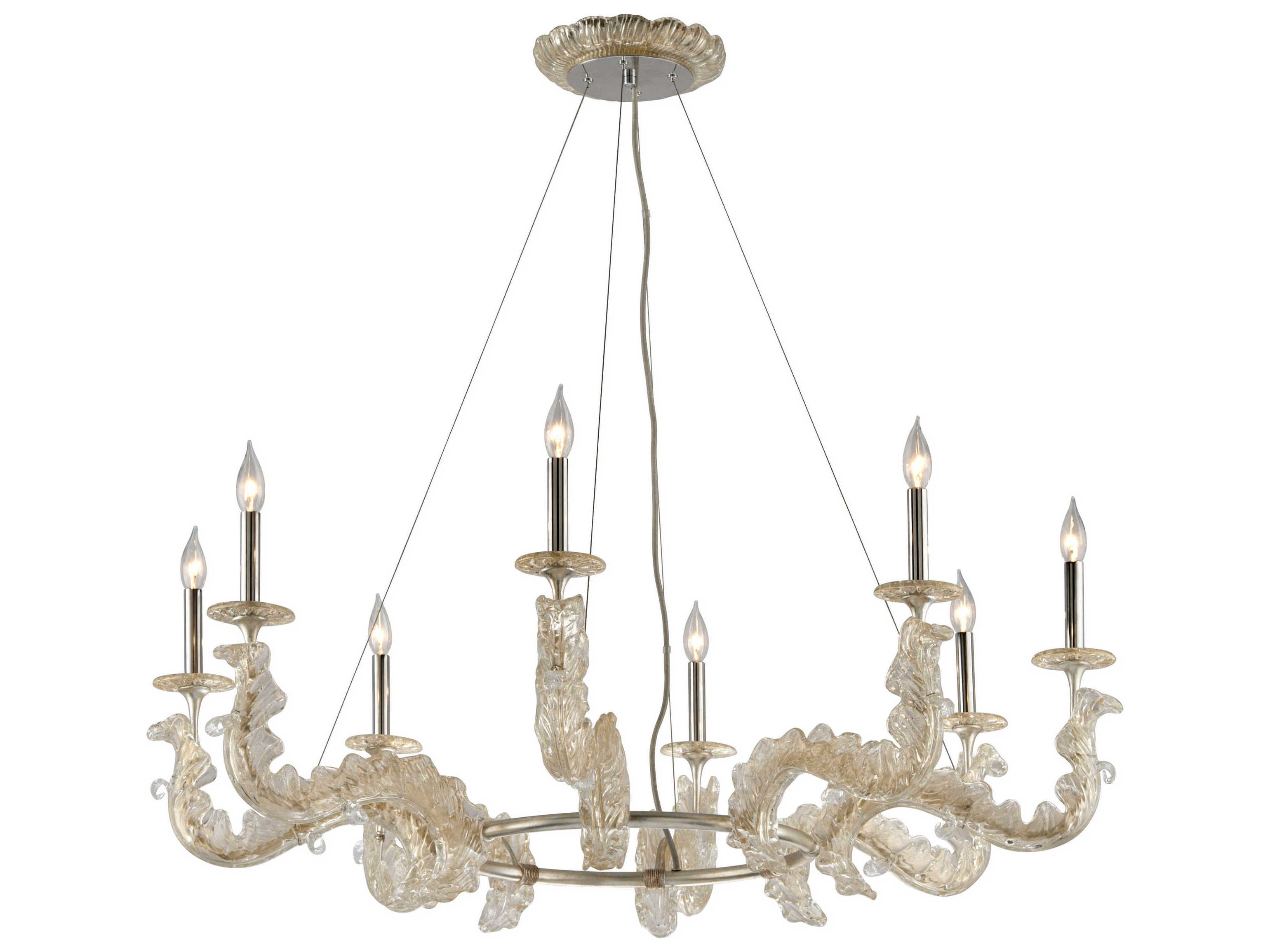 Corbett Lighting Cielo Silver Leaf EightLight 46'' Wide Chandelier