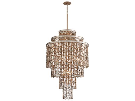 Corbett Lighting Dolcetti Champagne Leaf Crystal Tiered Pendant