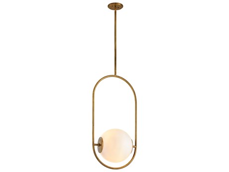 Corbett Lighting Everley 1-Light Vintage Brass Glass Globe Pendant