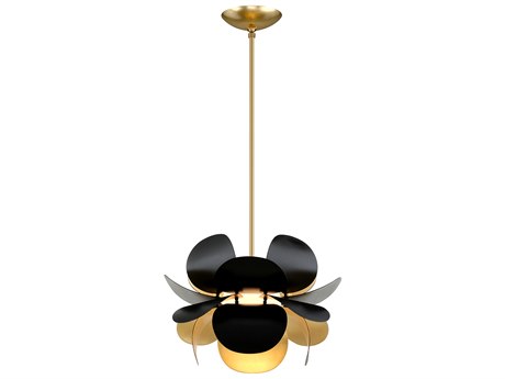Corbett Lighting Ginger 1-Light Black Gold Leaf Glass Pendant